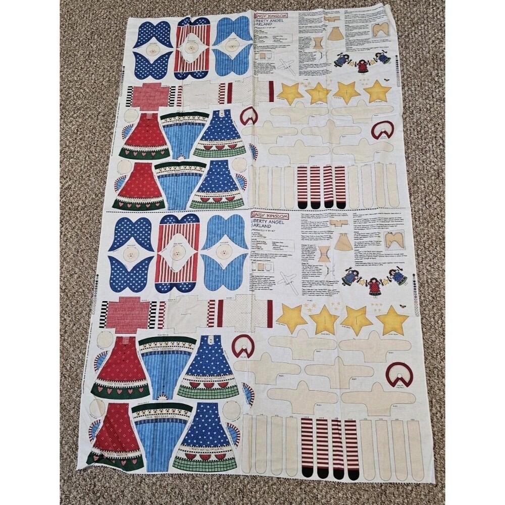 Daisy Kingdom Liberty Angel Garland Fabric Panel Craft Cut-n-Sew 2 Panels Uncut